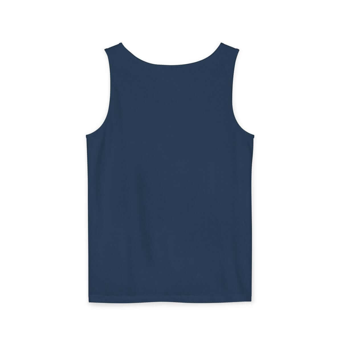 Deep navy blue tank top in cotton fabric with a scoop neckline, sleeveless cut and a relaxed casual fit