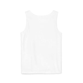 White sleeveless top made of lightweight fabric with a straight hem and minimal seams, shown from the back