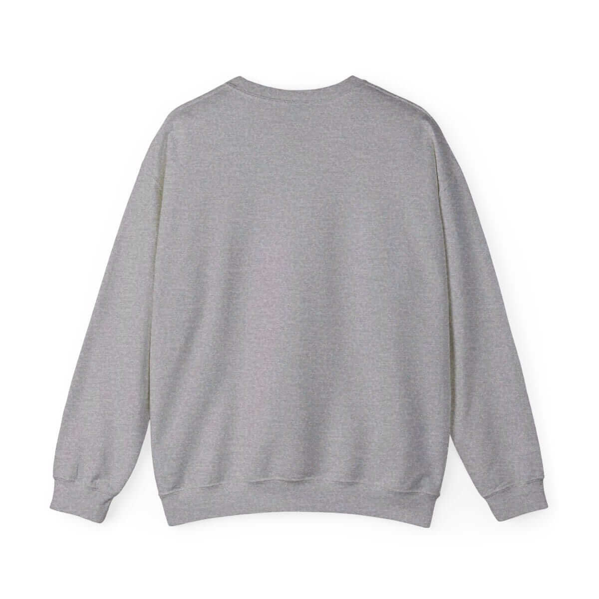Gray cotton crewneck sweatshirt with long sleeves, ribbed cuffs and hem, and a relaxed fit design