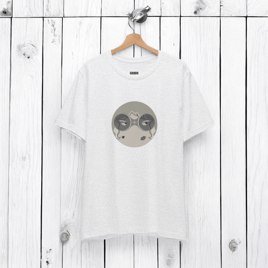 Black short sleeve tee made of soft cotton featuring a relaxed fit and small embroidered character design on the chest