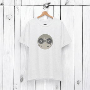 Black short sleeve tee made of soft cotton featuring a relaxed fit and small embroidered character design on the chest