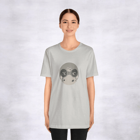 Black short sleeve tee made from cotton fabric featuring a front graphic design with a round neckline and regular fit