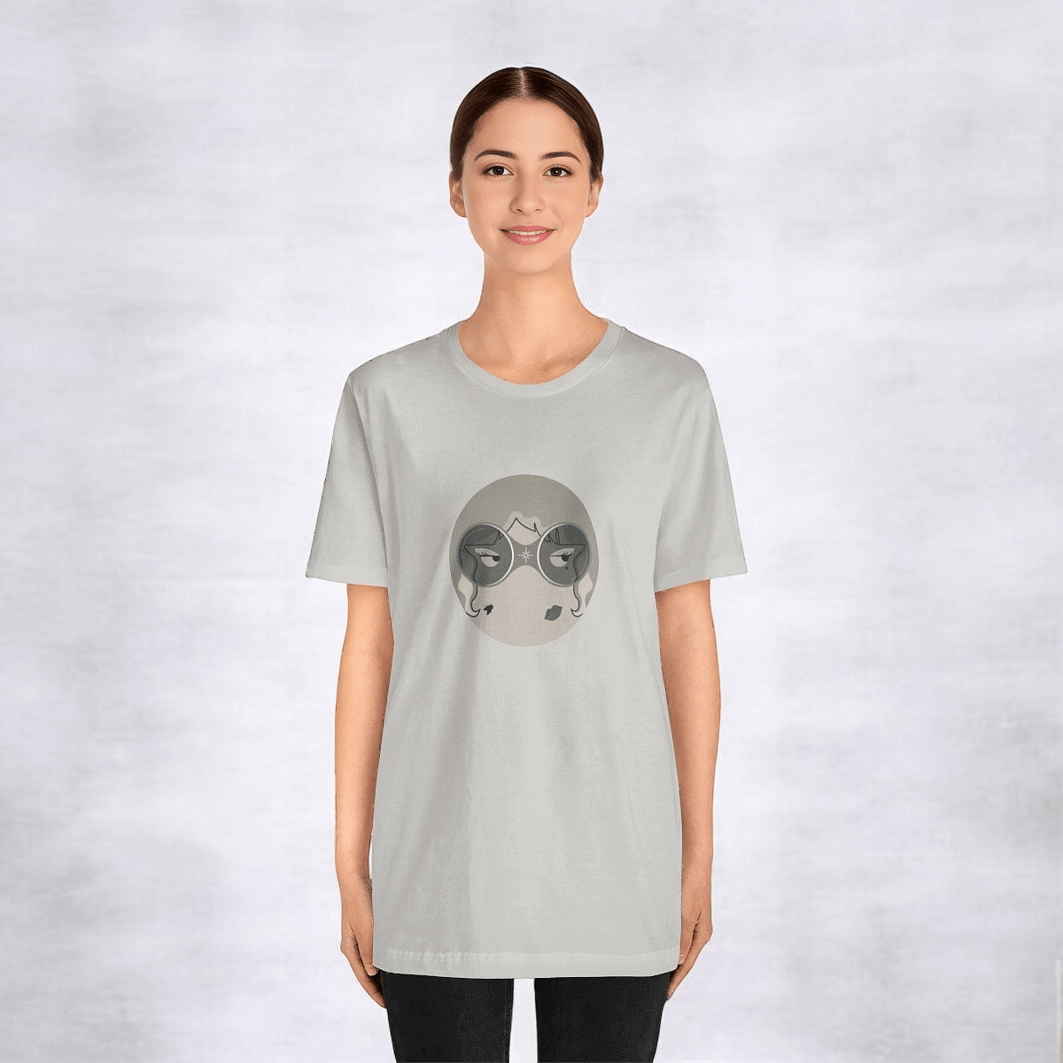 Black short sleeve tee made from cotton fabric featuring a front graphic design with a round neckline and regular fit