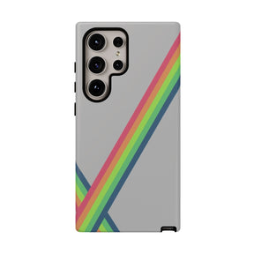 Clear slim phone case with vibrant multicolor floral design on a grey Samsung Galaxy S24 Ultra matte finish