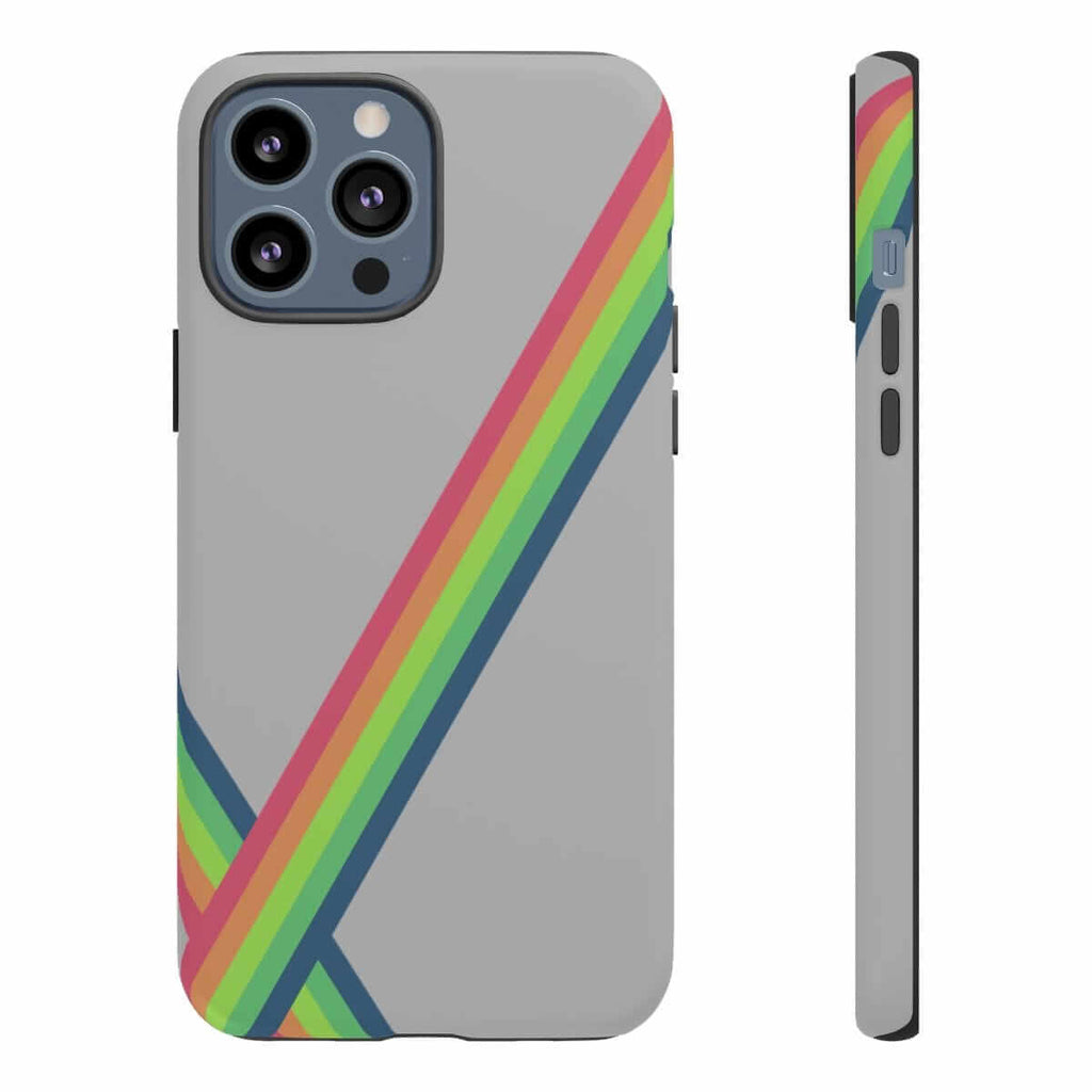 Clear iPhone 13 Pro Max case with vibrant multicolor abstract design and matte finish for enhanced grip
