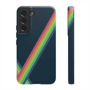 Navy matte hard phone case for Samsung Galaxy S22 with vibrant colorful floral pattern and slim form