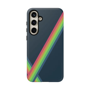 Navy blue matte phone case for Samsung Galaxy S24 Plus made of smooth TPU material with minimalist vibrant happiness design on back