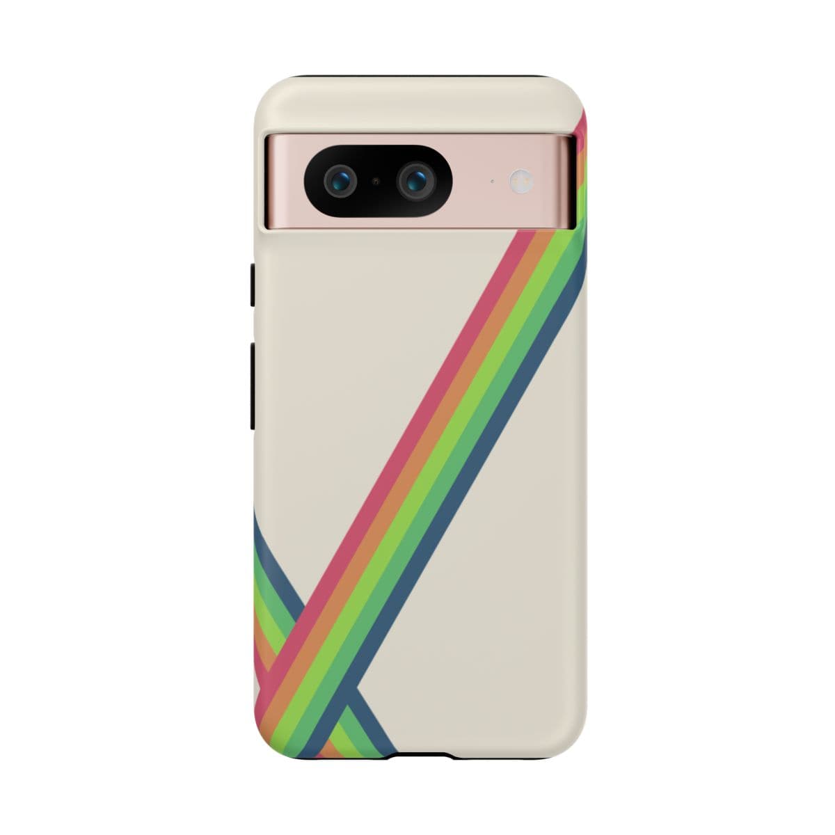 Clear hard plastic phone case with pearl white gradient finish designed for Google Pixel 8 featuring a matte texture and camera cutout