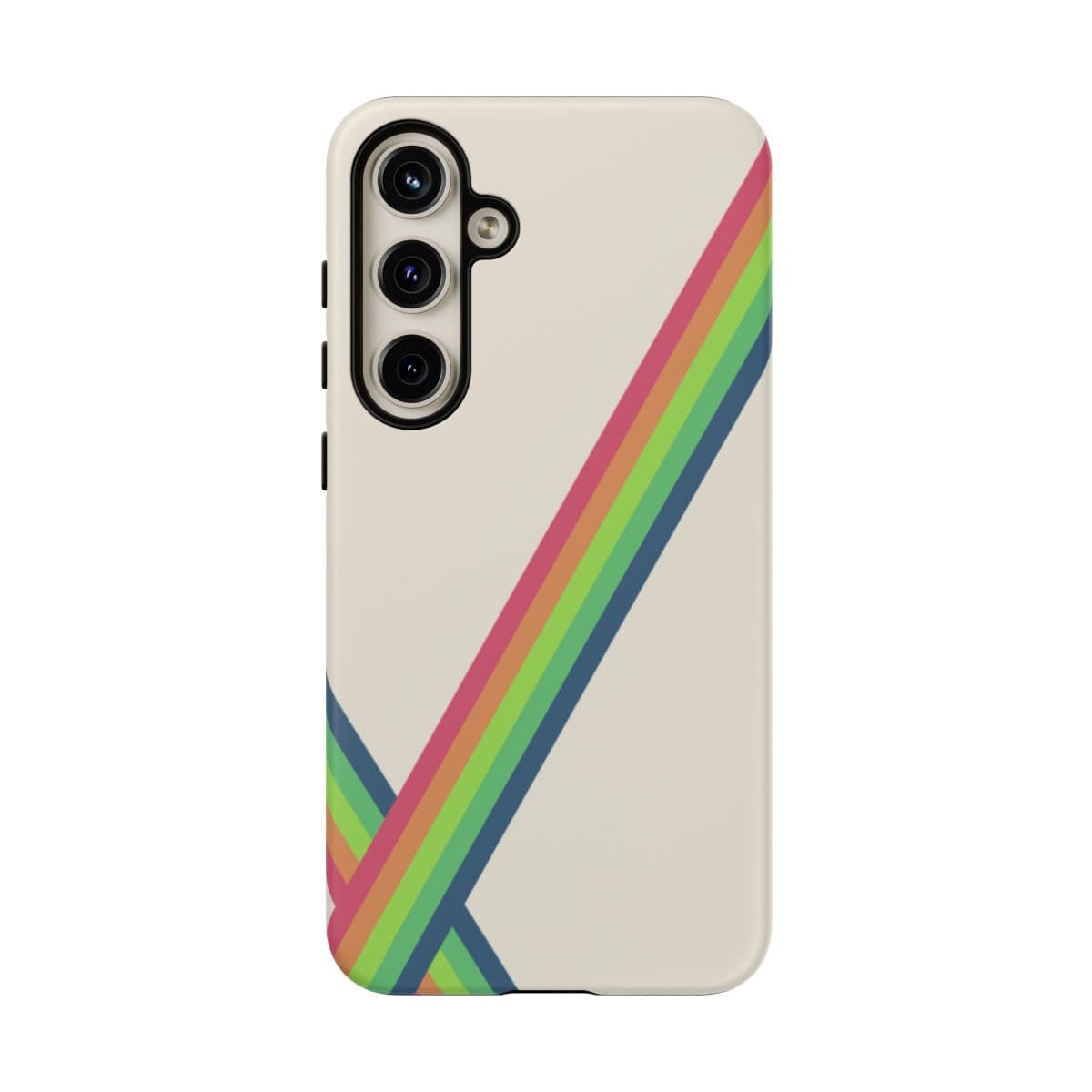 Pearl white matte hard phone case for Samsung Galaxy S24 Plus featuring vibrant multicolor abstract design