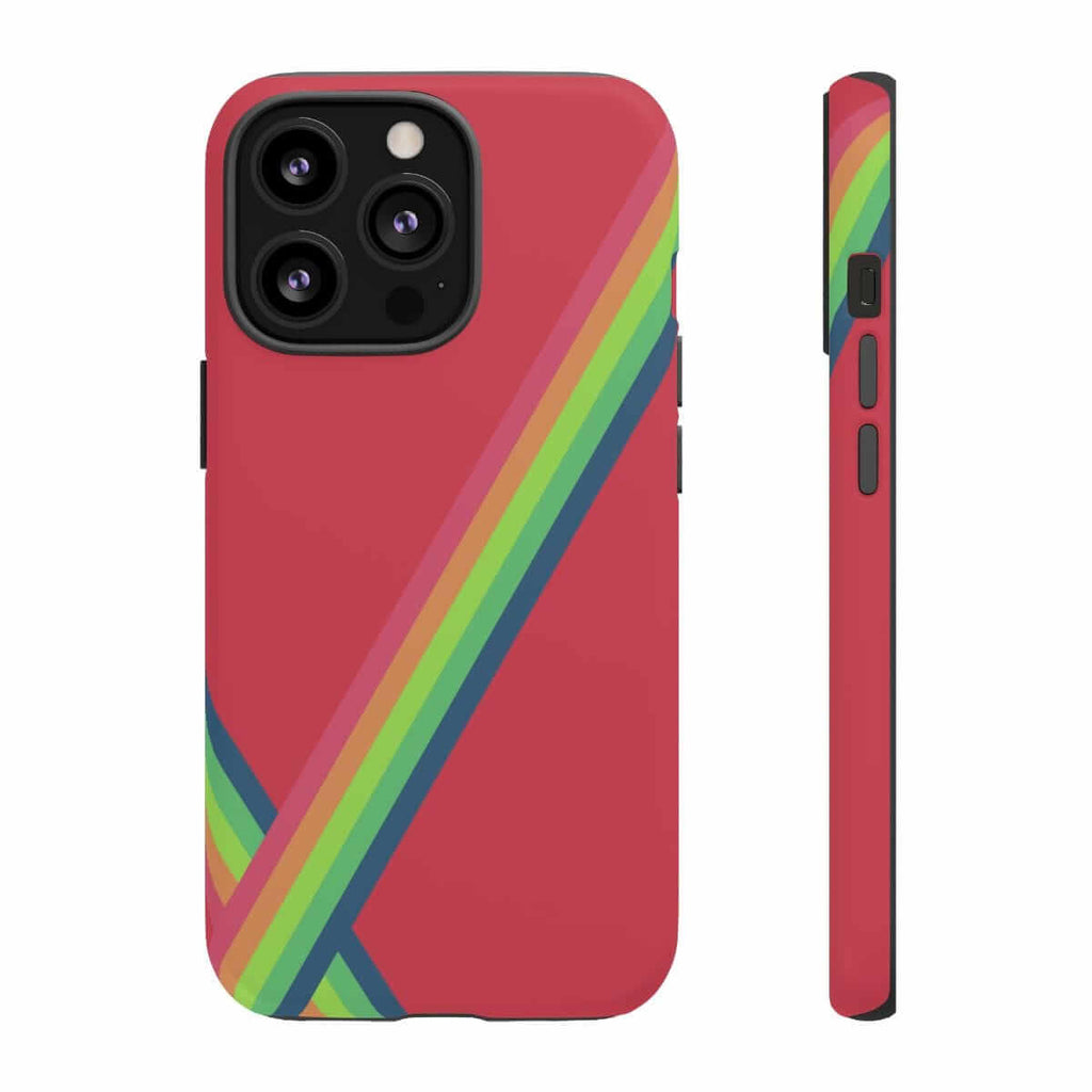 Red matte hard phone case for iPhone 13 Pro featuring a slim design and precise camera cutouts