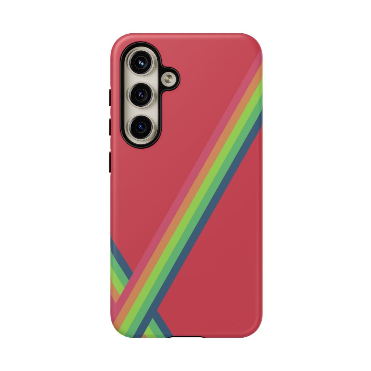 Samsung Galaxy S24 case in vibrant red matte finish with slim profile and precise button cutouts featuring floral pattern